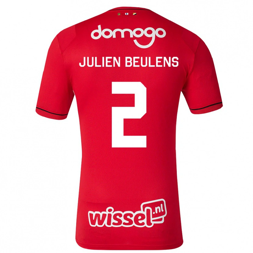 Danxen Enfant Maillot Julien Beulens #2 Rouge Blanc Noir Tenues Domicile 2026/27 T-Shirt