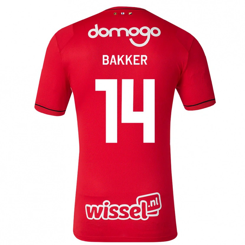 Danxen Enfant Maillot Eshly Bakker #14 Rouge Blanc Noir Tenues Domicile 2026/27 T-Shirt