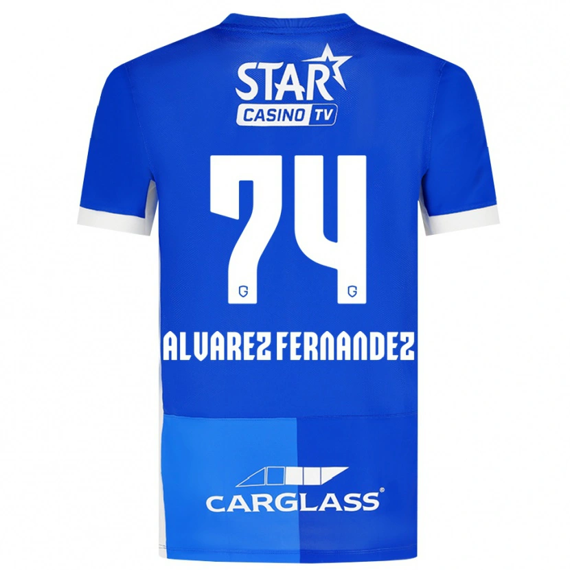Danxen Enfant Maillot Loïc Alvarez Fernandez #74 Bleu Moyen Royalbleu Blanc Tenues Domicile 2026/27 T-Shirt