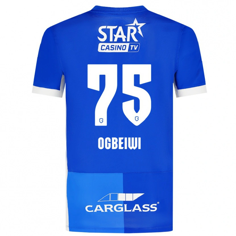Danxen Enfant Maillot Precious Ogbeiwi #75 Bleu Moyen Royalbleu Blanc Tenues Domicile 2026/27 T-Shirt