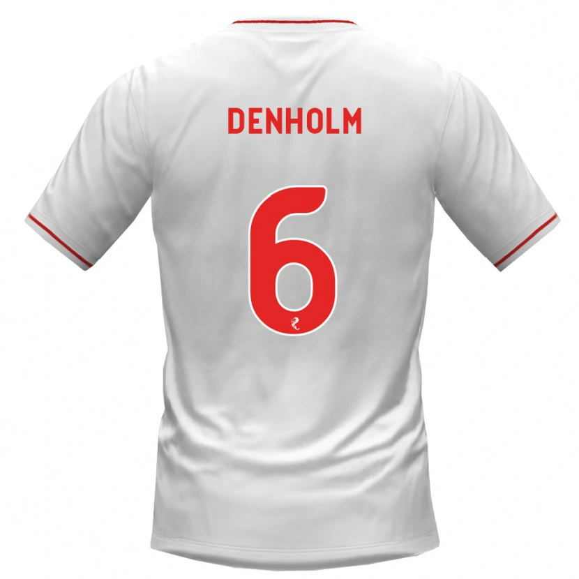Danxen Enfant Maillot Aidan Denholm #6 Blanc Rouge Tenues Extérieur 2026/27 T-Shirt