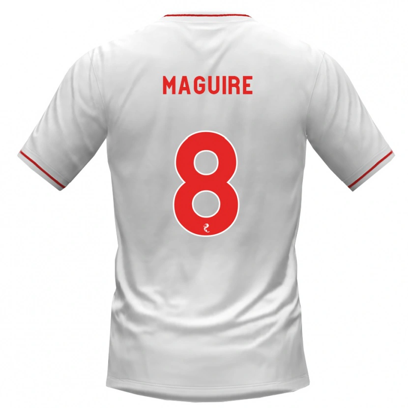 Danxen Enfant Maillot Ciaran Maguire #8 Blanc Rouge Tenues Extérieur 2026/27 T-Shirt