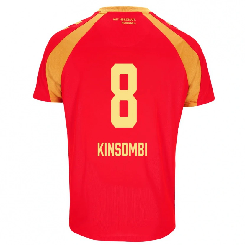 Danxen Enfant Maillot David Kinsombi #8 Rouge Orange Noir Tenues Extérieur 2026/27 T-Shirt