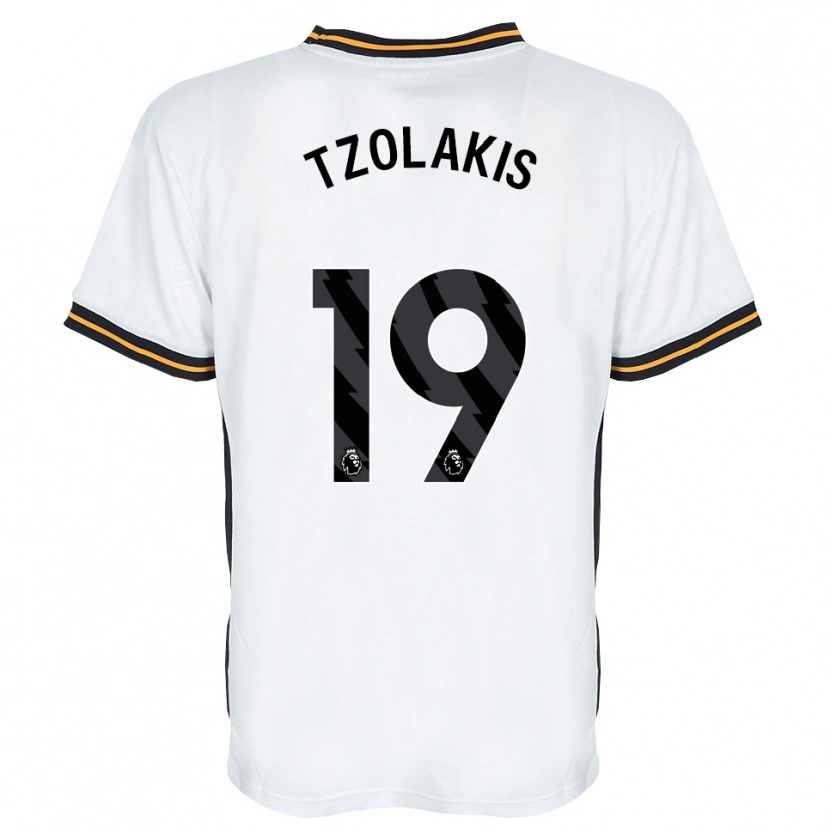Danxen Enfant Maillot Konstantinos Tzolakis #19 Blanc Orange Noir Tenues Extérieur 2026/27 T-Shirt