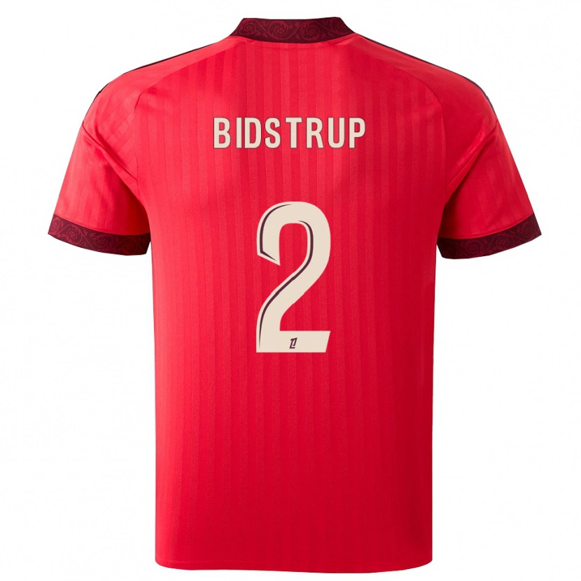 Danxen Enfant Maillot Mads Bidstrup #2 Bordeaux Rouge Blanc Tenues Extérieur 2026/27 T-Shirt