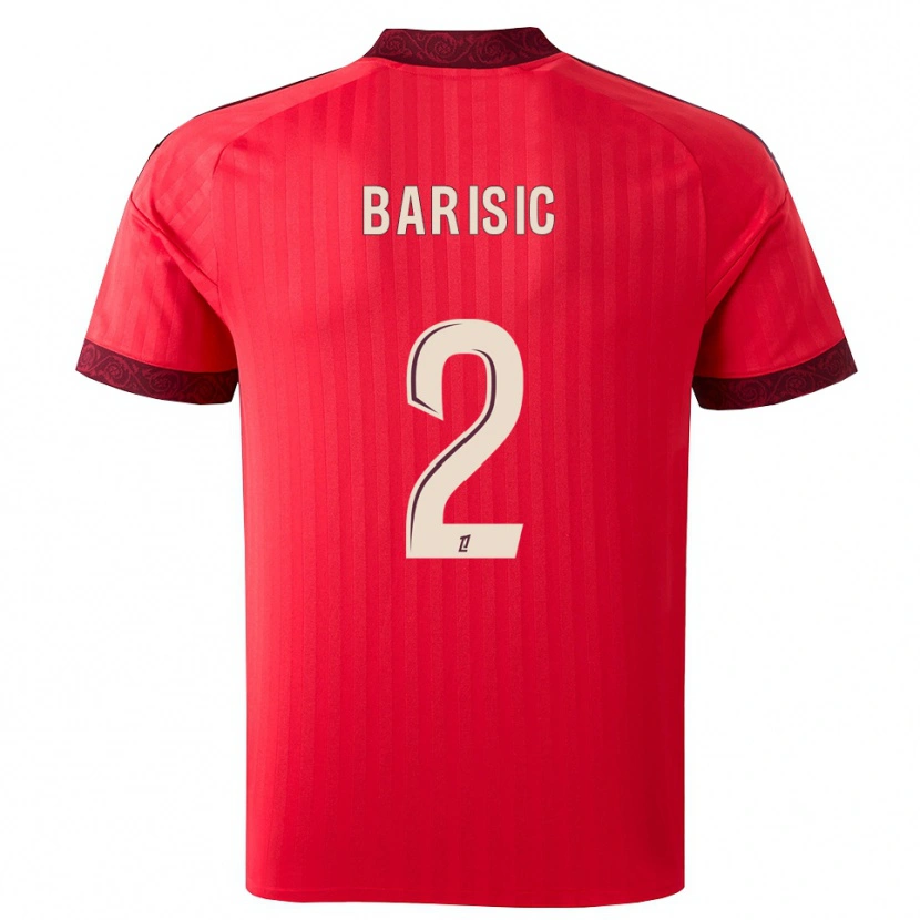 Danxen Enfant Maillot Teo Barisic #2 Bordeaux Rouge Blanc Tenues Extérieur 2026/27 T-Shirt