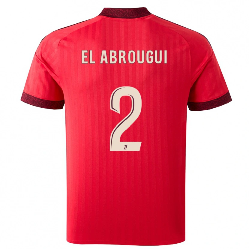 Danxen Enfant Maillot Wassim El Abrougui #2 Bordeaux Rouge Blanc Tenues Extérieur 2026/27 T-Shirt