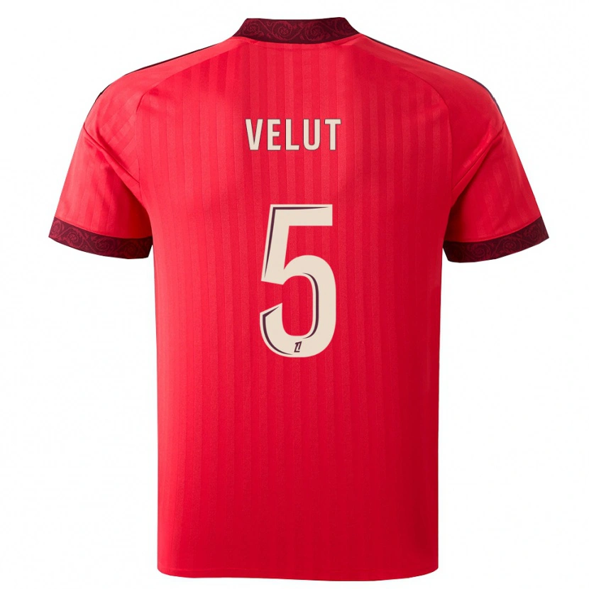 Danxen Enfant Maillot Nolan Velut #5 Bordeaux Rouge Blanc Tenues Extérieur 2026/27 T-Shirt