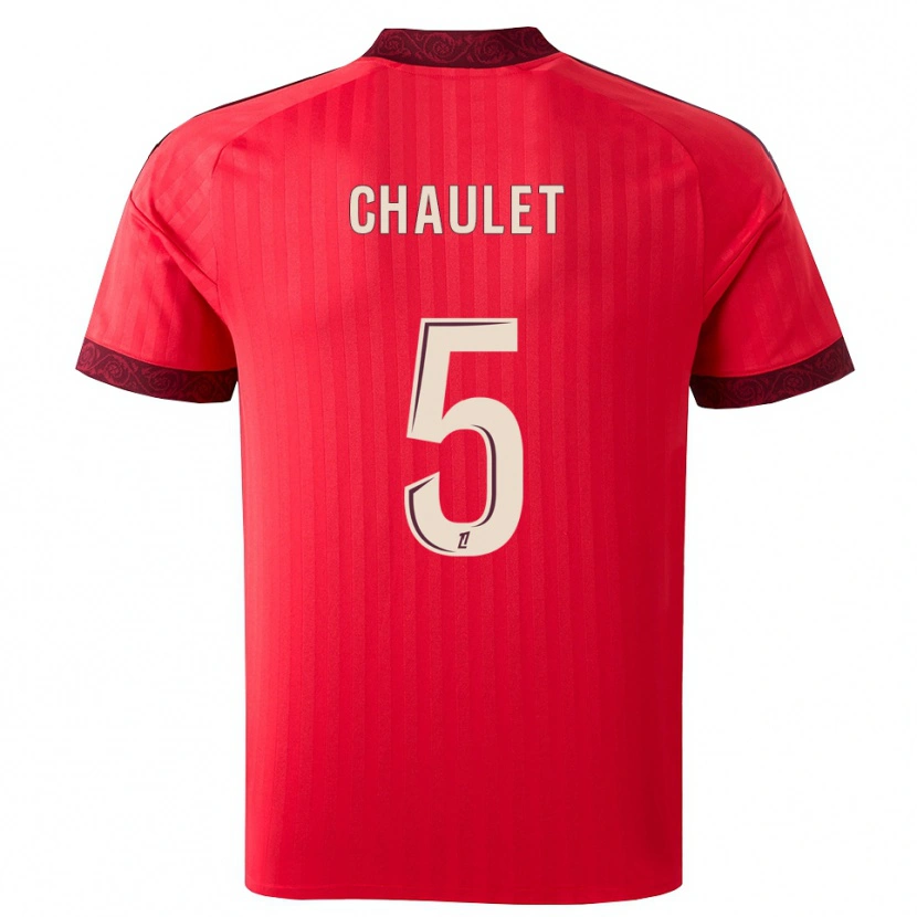 Danxen Enfant Maillot Sawann Chaulet #5 Bordeaux Rouge Blanc Tenues Extérieur 2026/27 T-Shirt