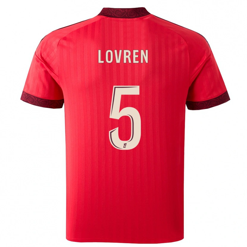 Danxen Enfant Maillot Dejan Lovren #5 Bordeaux Rouge Blanc Tenues Extérieur 2026/27 T-Shirt
