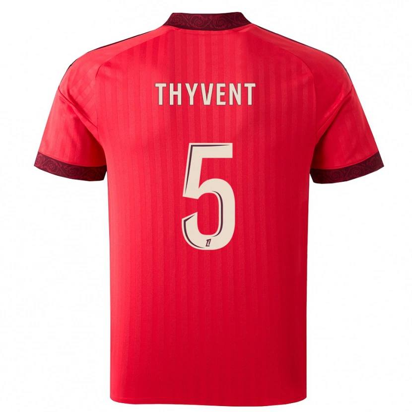 Danxen Enfant Maillot Estéban Thyvent #5 Bordeaux Rouge Blanc Tenues Extérieur 2026/27 T-Shirt
