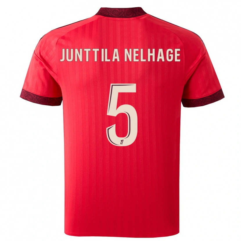 Danxen Enfant Maillot Elma Junttila Nelhage #5 Bordeaux Rouge Blanc Tenues Extérieur 2026/27 T-Shirt