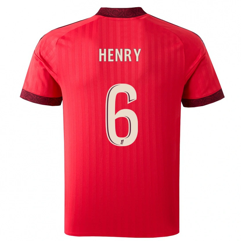 Danxen Enfant Maillot Amandine Henry #6 Bordeaux Rouge Blanc Tenues Extérieur 2026/27 T-Shirt