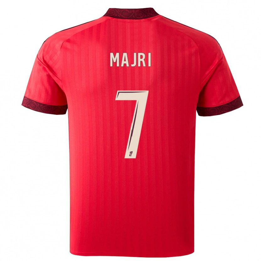 Danxen Enfant Maillot Amel Majri #7 Bordeaux Rouge Blanc Tenues Extérieur 2026/27 T-Shirt
