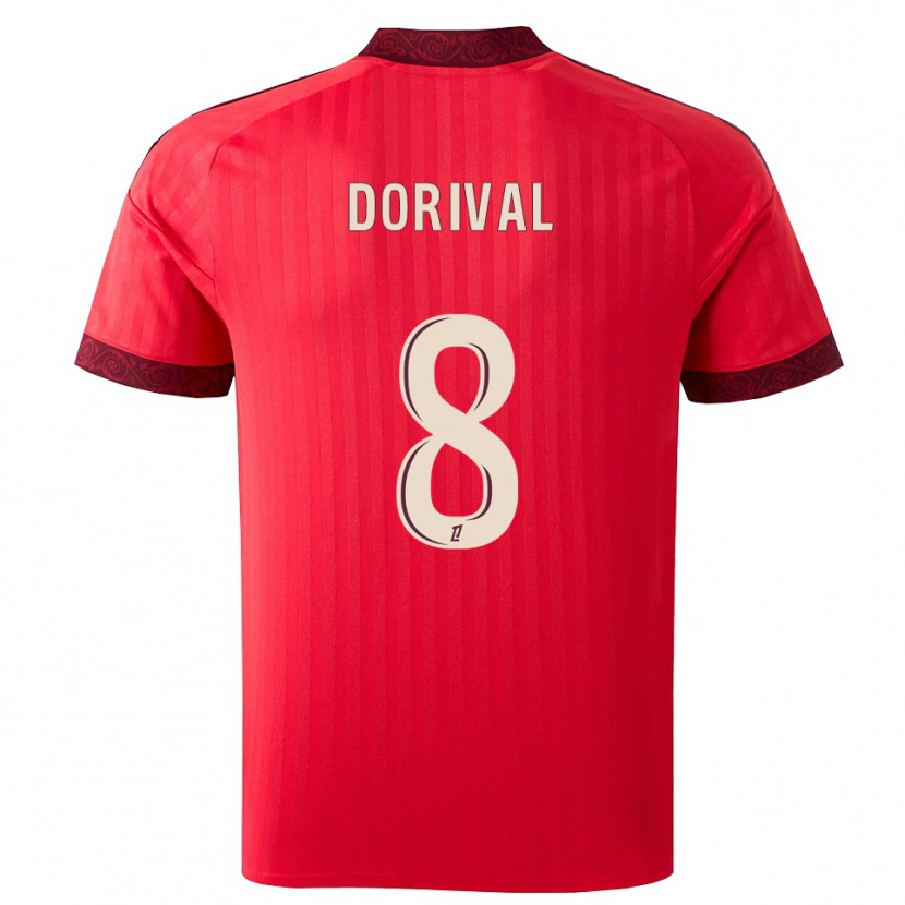 Danxen Enfant Maillot Pierre Dorival #8 Bordeaux Rouge Blanc Tenues Extérieur 2026/27 T-Shirt