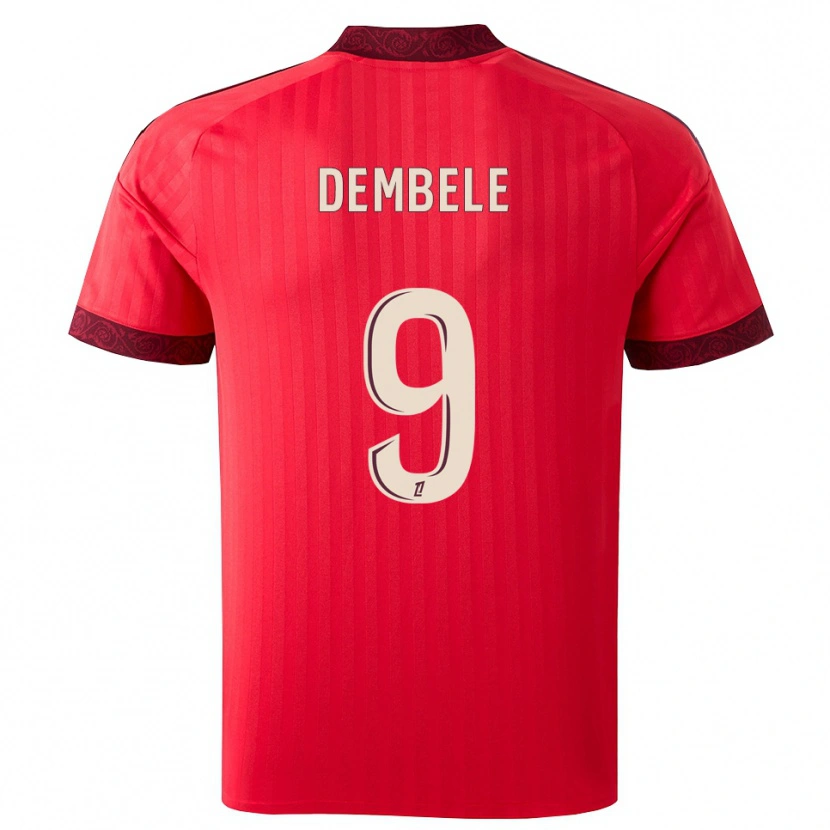 Danxen Enfant Maillot Moussa Dembele #9 Bordeaux Rouge Blanc Tenues Extérieur 2026/27 T-Shirt