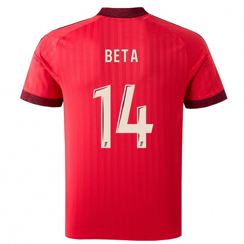 Danxen Enfant Maillot Nathanaël Beta #14 Bordeaux Rouge Blanc Tenues Extérieur 2026/27 T-Shirt