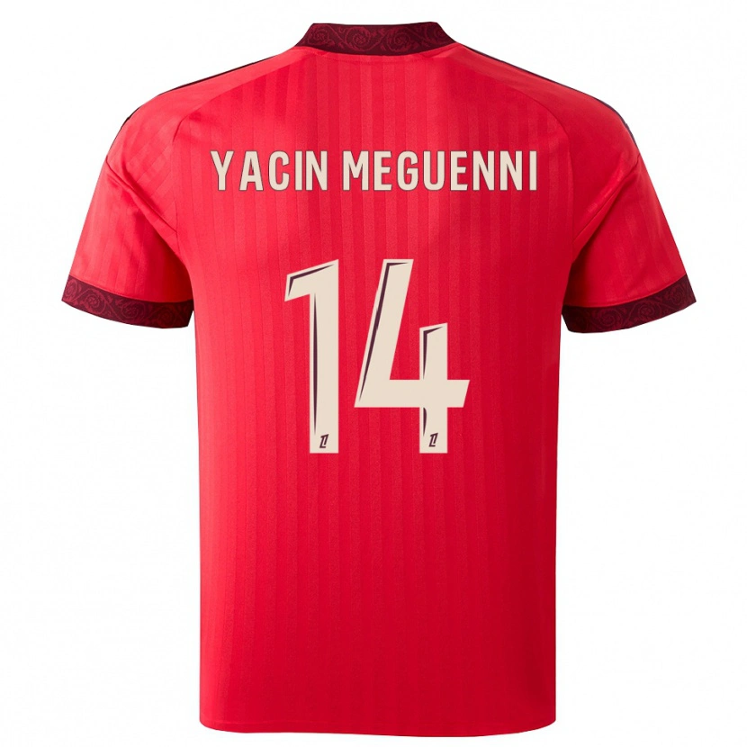 Danxen Enfant Maillot Mohamed Yacin Meguenni #14 Bordeaux Rouge Blanc Tenues Extérieur 2026/27 T-Shirt