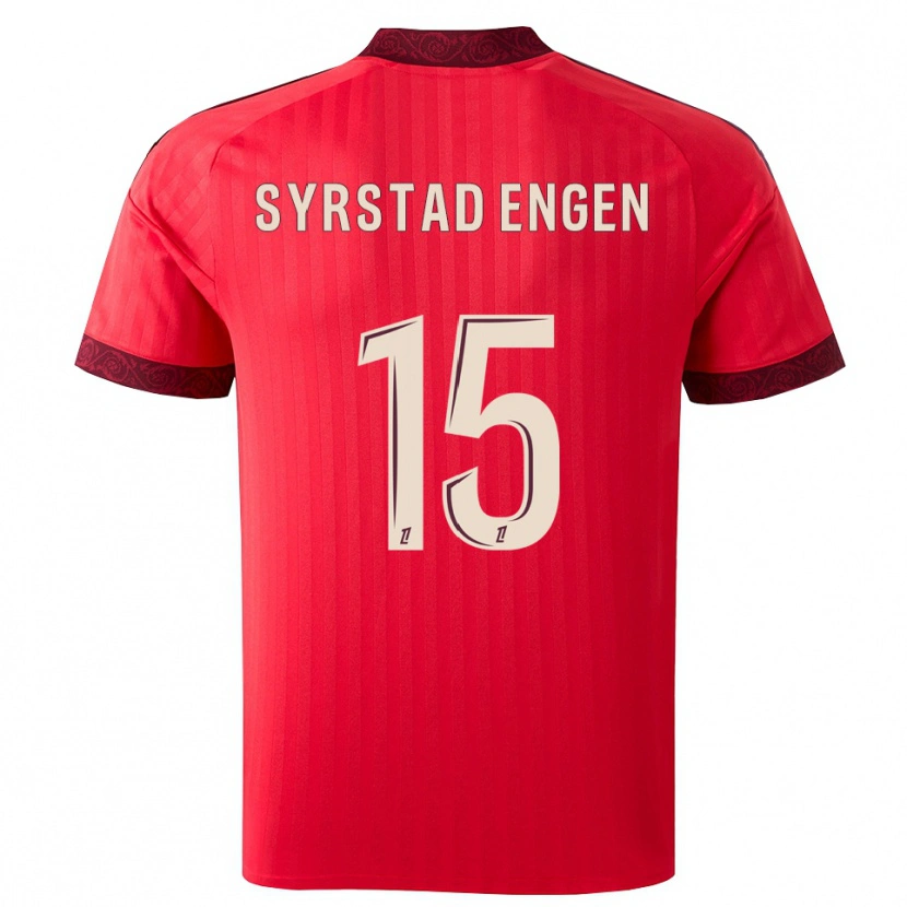 Danxen Enfant Maillot Ingrid Syrstad Engen #15 Bordeaux Rouge Blanc Tenues Extérieur 2026/27 T-Shirt
