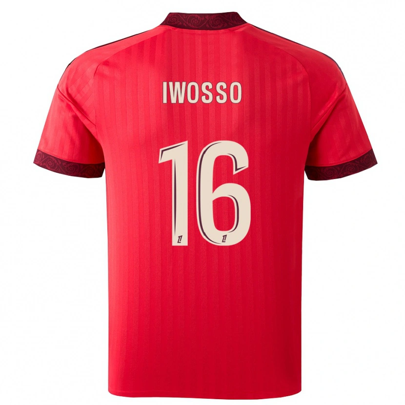 Danxen Enfant Maillot Mathis Iwosso #16 Bordeaux Rouge Blanc Tenues Extérieur 2026/27 T-Shirt