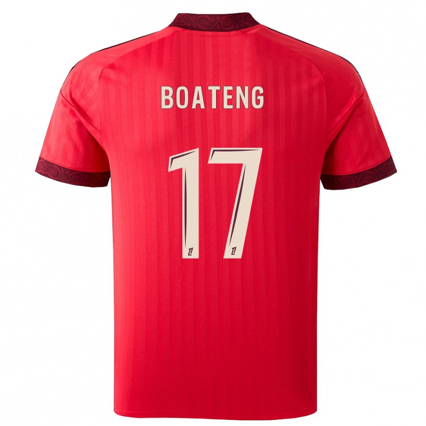 Danxen Enfant Maillot Jerome Boateng #17 Bordeaux Rouge Blanc Tenues Extérieur 2026/27 T-Shirt