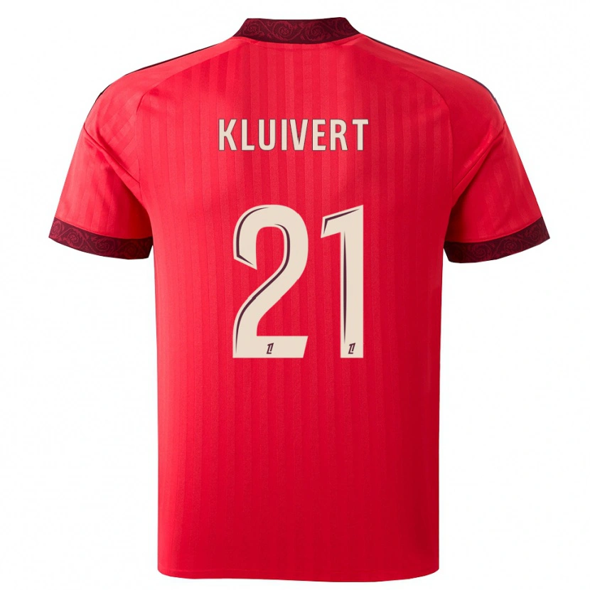 Danxen Enfant Maillot Ruben Kluivert #21 Bordeaux Rouge Blanc Tenues Extérieur 2026/27 T-Shirt