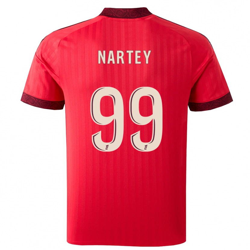 Danxen Enfant Maillot Noah Nartey #99 Bordeaux Rouge Blanc Tenues Extérieur 2026/27 T-Shirt