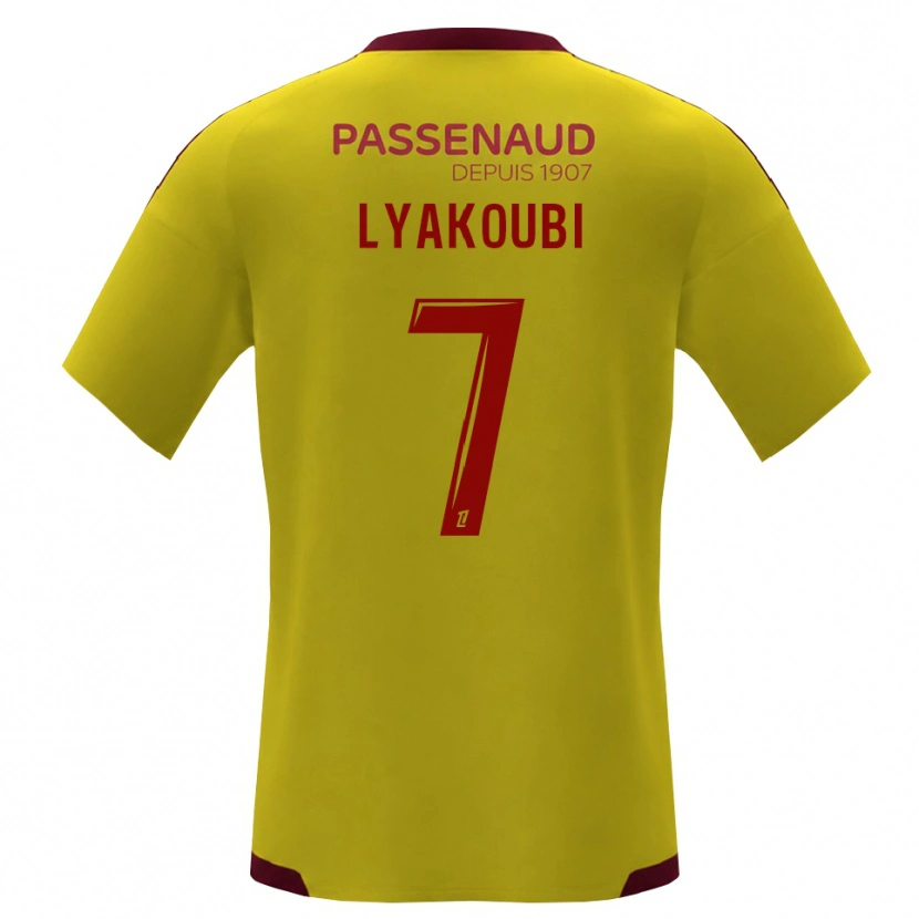 Danxen Enfant Maillot Oussama Lyakoubi #7 Jaune Rouge Vert Tenues Extérieur 2026/27 T-Shirt
