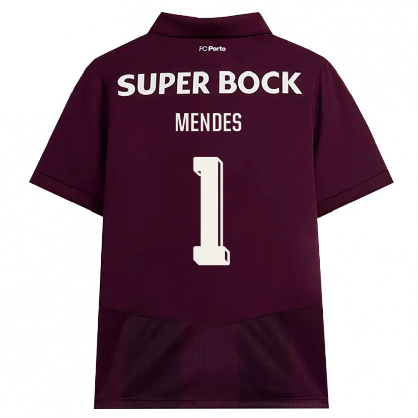 Danxen Enfant Maillot Francisco Mendes #1 Bourgogne Blanc Tenues Extérieur 2026/27 T-Shirt