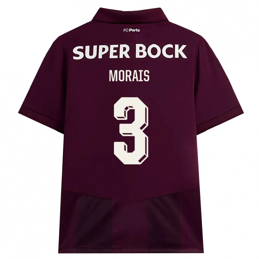 Danxen Enfant Maillot Rodrigo Morais #3 Bourgogne Blanc Tenues Extérieur 2026/27 T-Shirt
