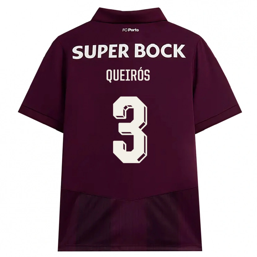 Danxen Enfant Maillot Mariana Queirós #3 Bourgogne Blanc Tenues Extérieur 2026/27 T-Shirt