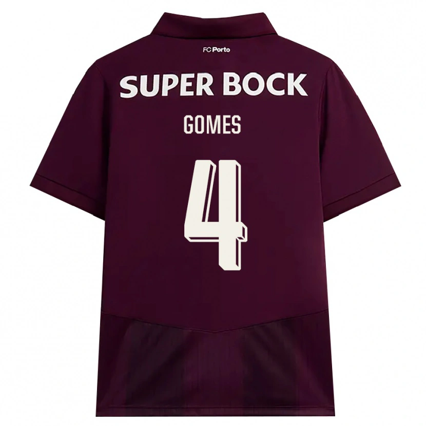 Danxen Enfant Maillot Salvador Gomes #4 Bourgogne Blanc Tenues Extérieur 2026/27 T-Shirt