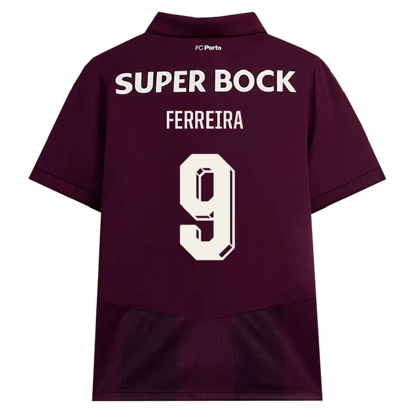 Danxen Enfant Maillot Cristina Ferreira #9 Bourgogne Blanc Tenues Extérieur 2026/27 T-Shirt
