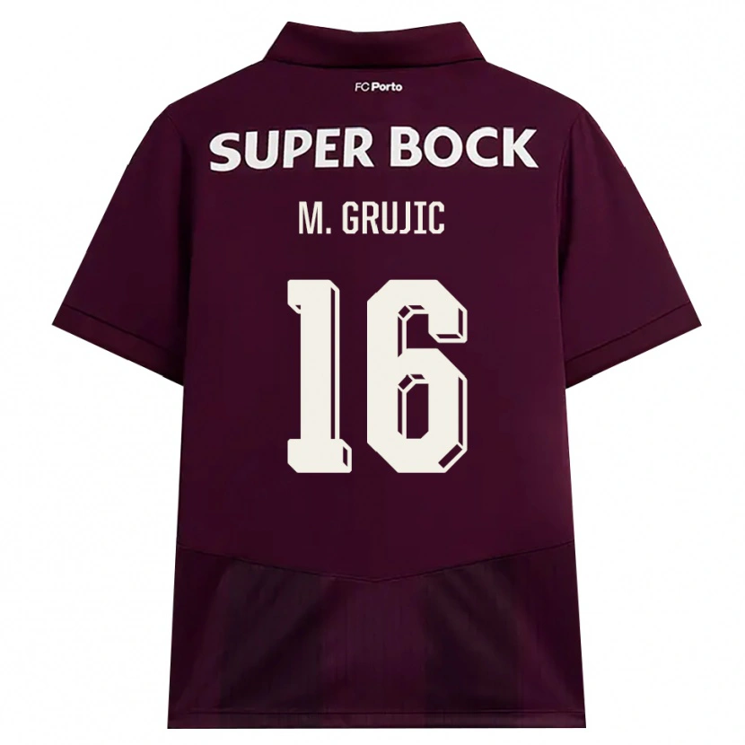 Danxen Enfant Maillot Marko Grujic #16 Bourgogne Blanc Tenues Extérieur 2026/27 T-Shirt
