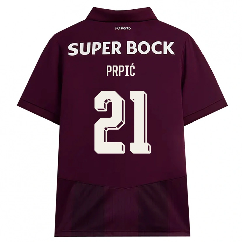 Danxen Enfant Maillot Dominik Prpić #21 Bourgogne Blanc Tenues Extérieur 2026/27 T-Shirt