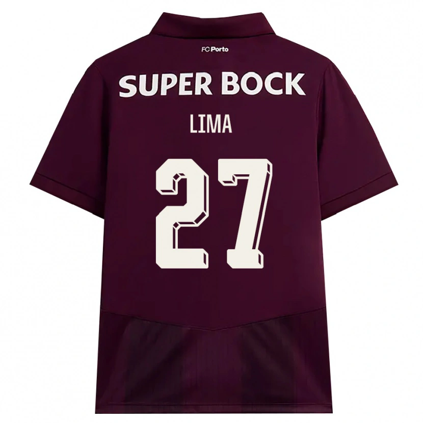 Danxen Enfant Maillot Cláudia Lima #27 Bourgogne Blanc Tenues Extérieur 2026/27 T-Shirt