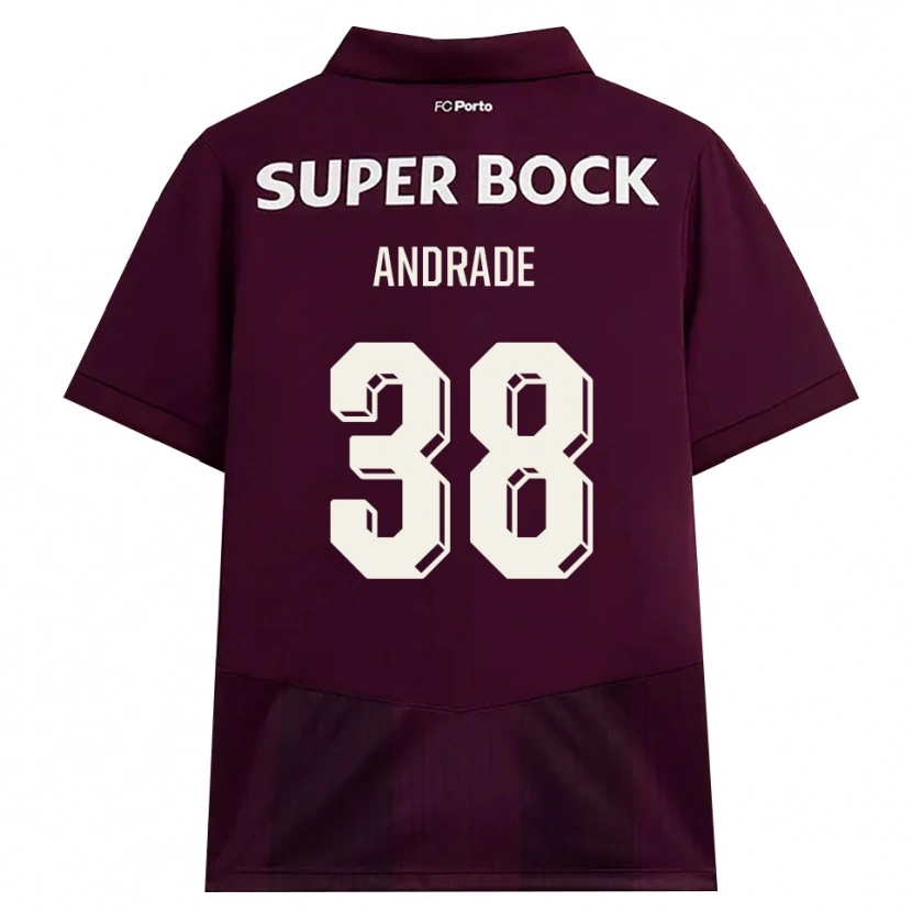 Danxen Enfant Maillot Fernando Andrade #38 Bourgogne Blanc Tenues Extérieur 2026/27 T-Shirt