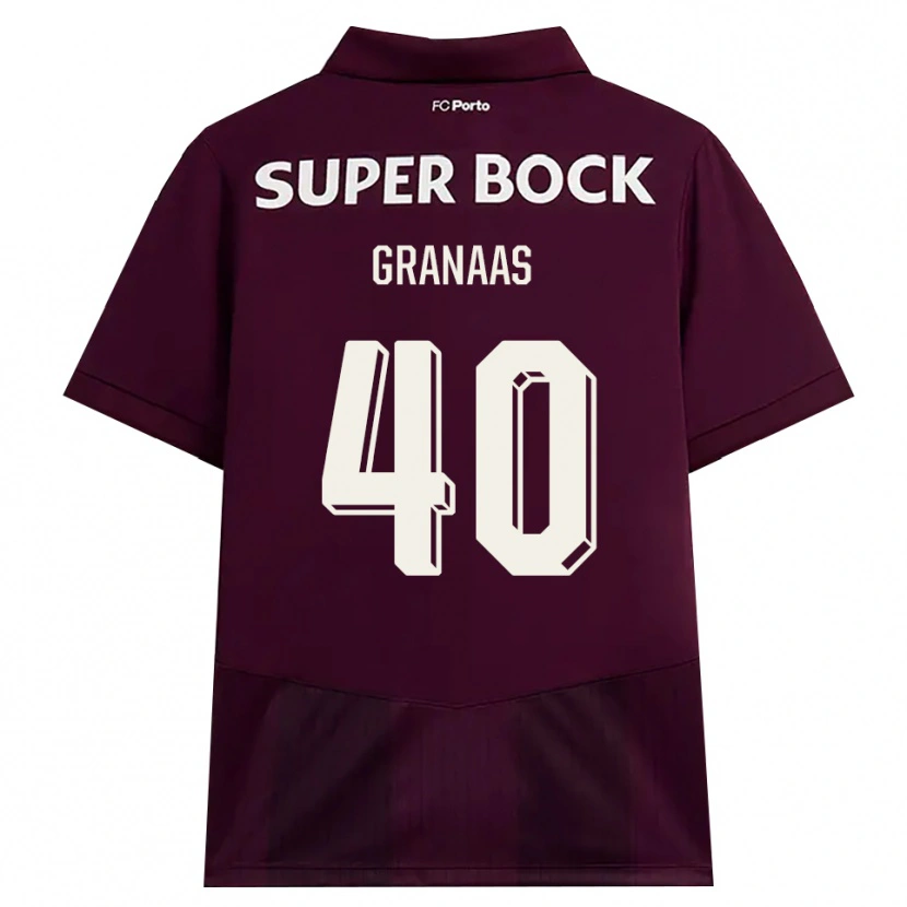 Danxen Enfant Maillot Eirik Granaas #40 Bourgogne Blanc Tenues Extérieur 2026/27 T-Shirt