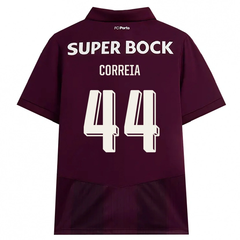 Danxen Enfant Maillot Romain Correia #44 Bourgogne Blanc Tenues Extérieur 2026/27 T-Shirt