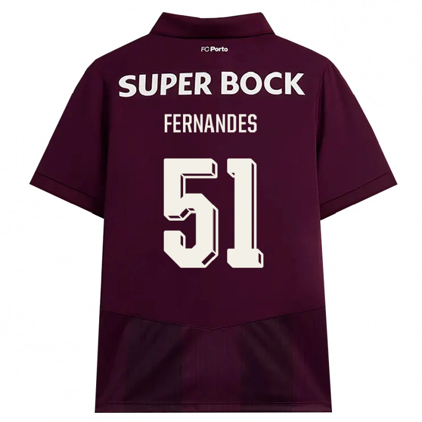Danxen Enfant Maillot Diogo Fernandes #51 Bourgogne Blanc Tenues Extérieur 2026/27 T-Shirt
