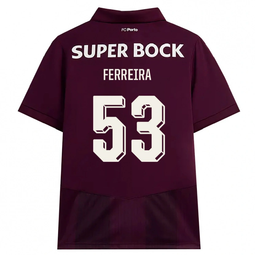 Danxen Enfant Maillot Eduardo Ferreira #53 Bourgogne Blanc Tenues Extérieur 2026/27 T-Shirt
