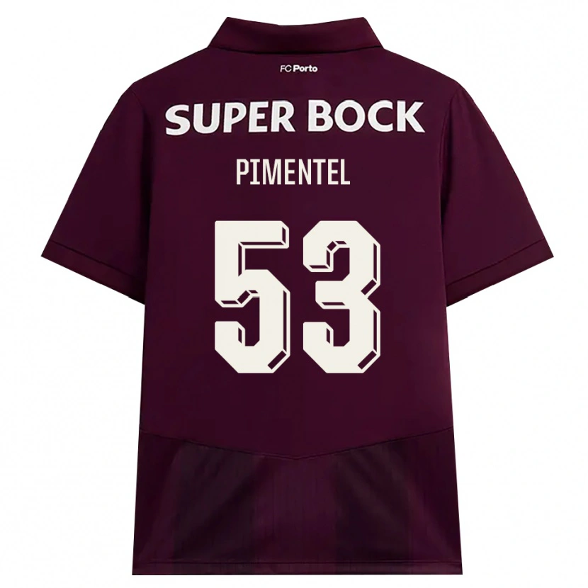 Danxen Enfant Maillot Eric Pimentel #53 Bourgogne Blanc Tenues Extérieur 2026/27 T-Shirt