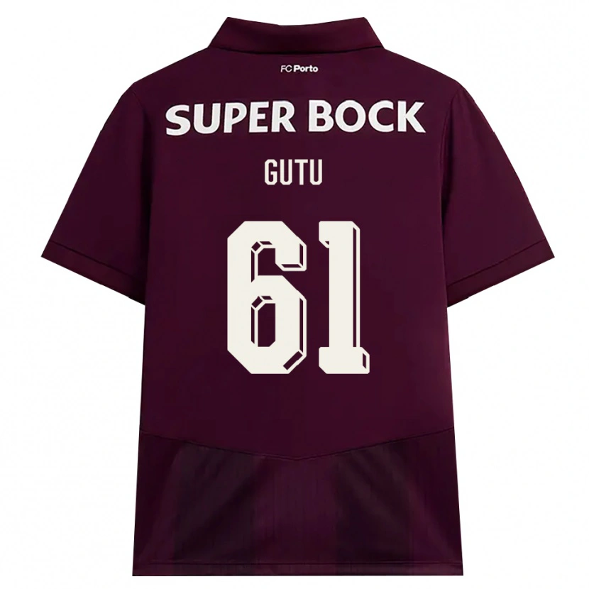 Danxen Enfant Maillot Denis Gutu #61 Bourgogne Blanc Tenues Extérieur 2026/27 T-Shirt