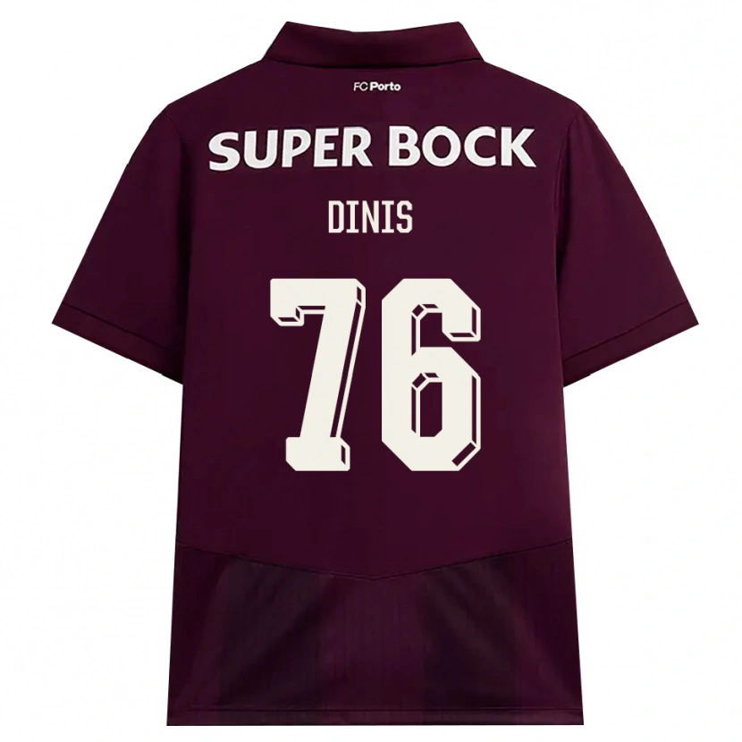 Danxen Enfant Maillot Dinis Andrade Rodrigues #76 Bourgogne Blanc Tenues Extérieur 2026/27 T-Shirt