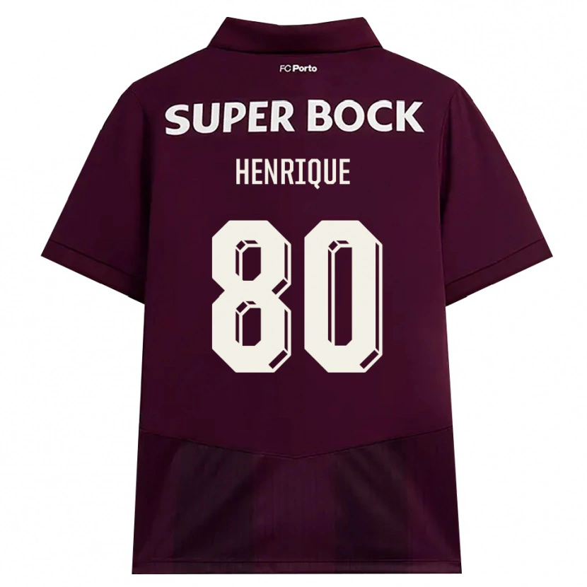 Danxen Enfant Maillot Kaio Henrique #80 Bourgogne Blanc Tenues Extérieur 2026/27 T-Shirt