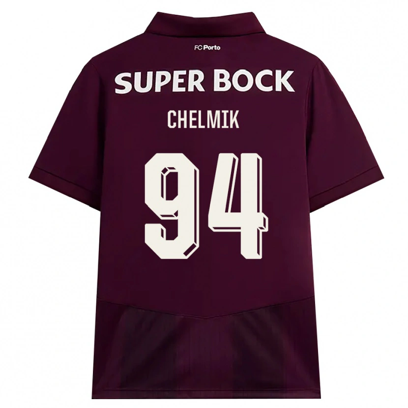 Danxen Enfant Maillot Martim Chelmik Santos Antunes #94 Bourgogne Blanc Tenues Extérieur 2026/27 T-Shirt