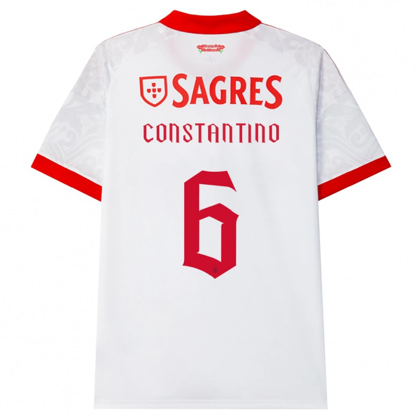 Danxen Enfant Maillot Simão Constantino #6 Blanc Rouge Jaune Tenues Extérieur 2026/27 T-Shirt