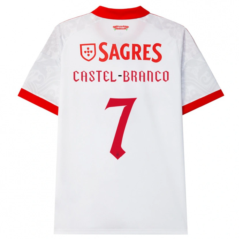 Danxen Enfant Maillot Diego Castel-Branco #7 Blanc Rouge Jaune Tenues Extérieur 2026/27 T-Shirt