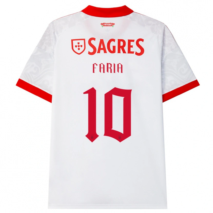 Danxen Enfant Maillot Andreia Faria #10 Blanc Rouge Jaune Tenues Extérieur 2026/27 T-Shirt