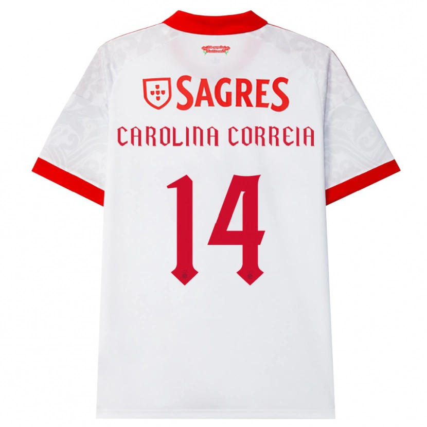 Danxen Enfant Maillot Carolina Correia #14 Blanc Rouge Jaune Tenues Extérieur 2026/27 T-Shirt